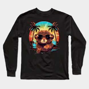 Retro Wave Brown Hamster Long Sleeve T-Shirt